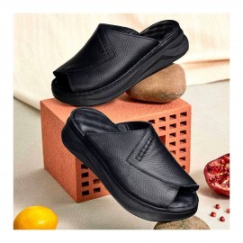 دمپایی و صندل طبی زنانه چرم طبیعی مدل ملورین مشکی Melorin| دست‌دوز، زیره ترک، تولید تبریز