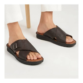 صندل طبی چرم طبیعی مردانه مدل آریا قهوه ای Aria