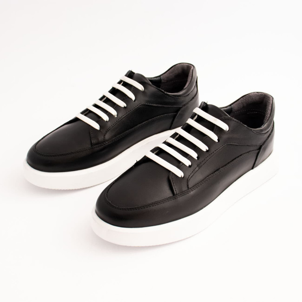 کفش چرم طبیعی اسپورت مدل ونس کا 20 مشکی زیره سفید Vans k20