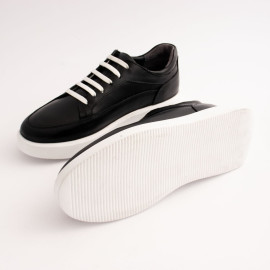 کفش چرم طبیعی اسپورت مدل ونس کا 20 مشکی زیره سفید Vans k20