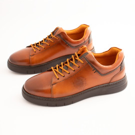 کفش چرم طبیعی اسپورت مدل ونس عسلی vans