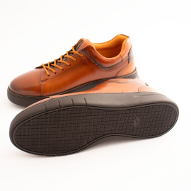 کفش چرم طبیعی اسپورت مدل ونس عسلی vans