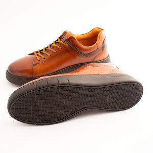 کفش چرم طبیعی اسپورت مدل ونس عسلی vans