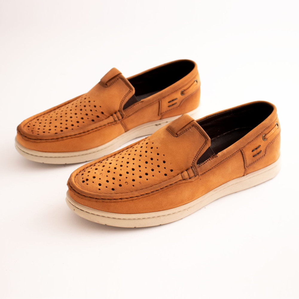 کفش چرم طبیعی مردانه کالج مدل k10 عسلی