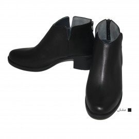 نیم بوت زنانه چرم طبیعی مشکی مدل تیماج