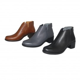 نیم بوت زنانه چرم طبیعی عسلی مدل تیماج