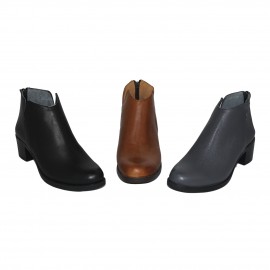 نیم بوت زنانه چرم طبیعی عسلی مدل تیماج