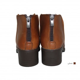 نیم بوت زنانه چرم طبیعی عسلی مدل تیماج