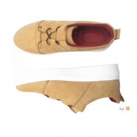 کفش اسپورت چرم طبیعی زنانه مدل مارین زرد Marian