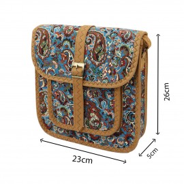 کیف زنانه سنتی دوشی فیروزه‌ای عسلی