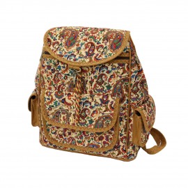 کوله پشتی زنانه سنتی کرمی عسلی