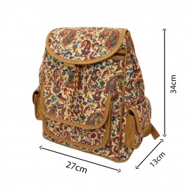 کوله پشتی زنانه سنتی کرمی عسلی