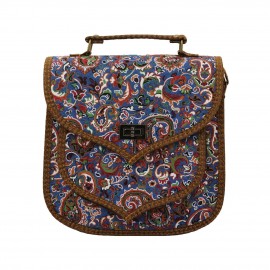 کیف زنانه سنتی دستی و دوشی آبی عسلی