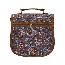 کیف زنانه سنتی دستی و دوشی آبی عسلی