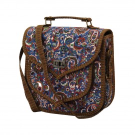 کیف زنانه سنتی دستی و دوشی آبی عسلی