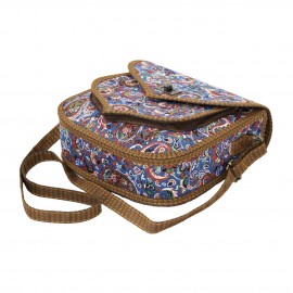 کیف زنانه سنتی دستی و دوشی آبی عسلی