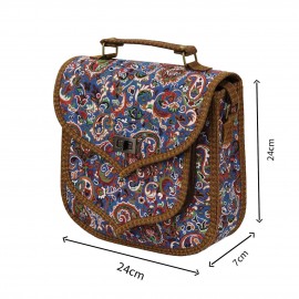 کیف زنانه سنتی دستی و دوشی آبی عسلی