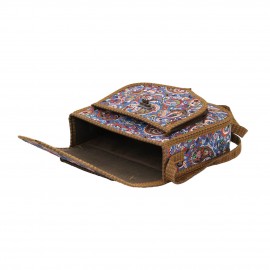 کیف زنانه سنتی دستی و دوشی آبی عسلی