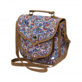 کیف زنانه سنتی دستی و دوشی آبی عسلی