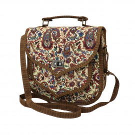 کیف زنانه سنتی دستی و دوشی کرمی عسلی