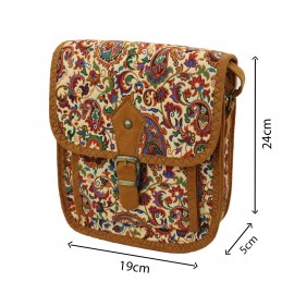 کیف زنانه سنتی دوشی کرمی عسلی کوچک