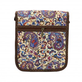 کیف زنانه سنتی دوشی قهوه‌ای آبی کوچک