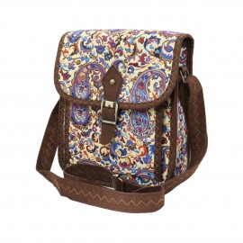 کیف زنانه سنتی دوشی قهوه‌ای آبی کوچک