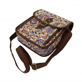 کیف زنانه سنتی دوشی قهوه‌ای آبی کوچک