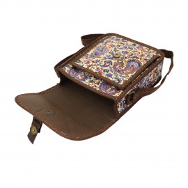 کیف زنانه سنتی دوشی قهوه‌ای آبی کوچک