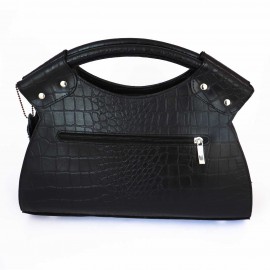 کیف چرم طبیعی زنانه دستی گلدار مشکی