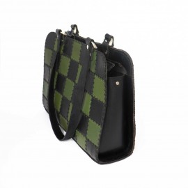 کیف چرم طبیعی رو‌دوشی مدل تکه دوزی 