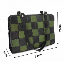 کیف چرم طبیعی رو‌دوشی مدل تکه دوزی 