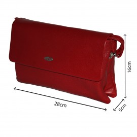 کیف چرم طبیعی زنانه قرمز دوشی