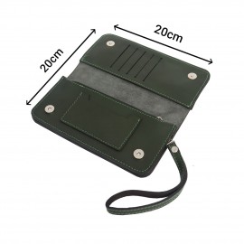 کیف پول چرم طبیعی گیپوری سبز