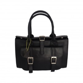 کیف چرم طبیعی زنانه دستی و دوشی صندوقی مشکی