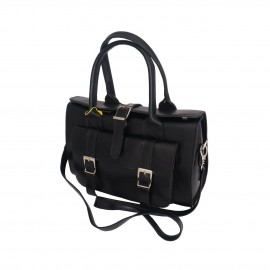 کیف چرم طبیعی زنانه دستی و دوشی صندوقی مشکی