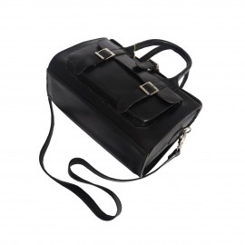 کیف چرم طبیعی زنانه دستی و دوشی صندوقی مشکی