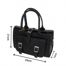 کیف چرم طبیعی زنانه دستی و دوشی صندوقی مشکی