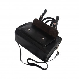 کیف چرم طبیعی زنانه دستی و دوشی صندوقی مشکی