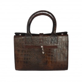 کیف چرم طبیعی زنانه دستی و دوشی صندوقی قهوه‌ای