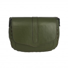 کیف چرم طبیعی زنانه دست دوز دوشی سبز