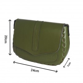 کیف چرم طبیعی زنانه دست دوز دوشی سبز