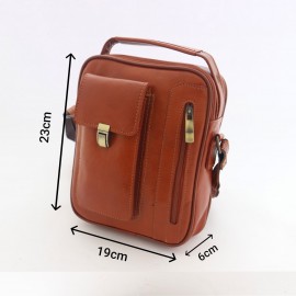 کیف چرم طبیعی اسپورت دستی و دوشی مدل آرنیکا عسلی