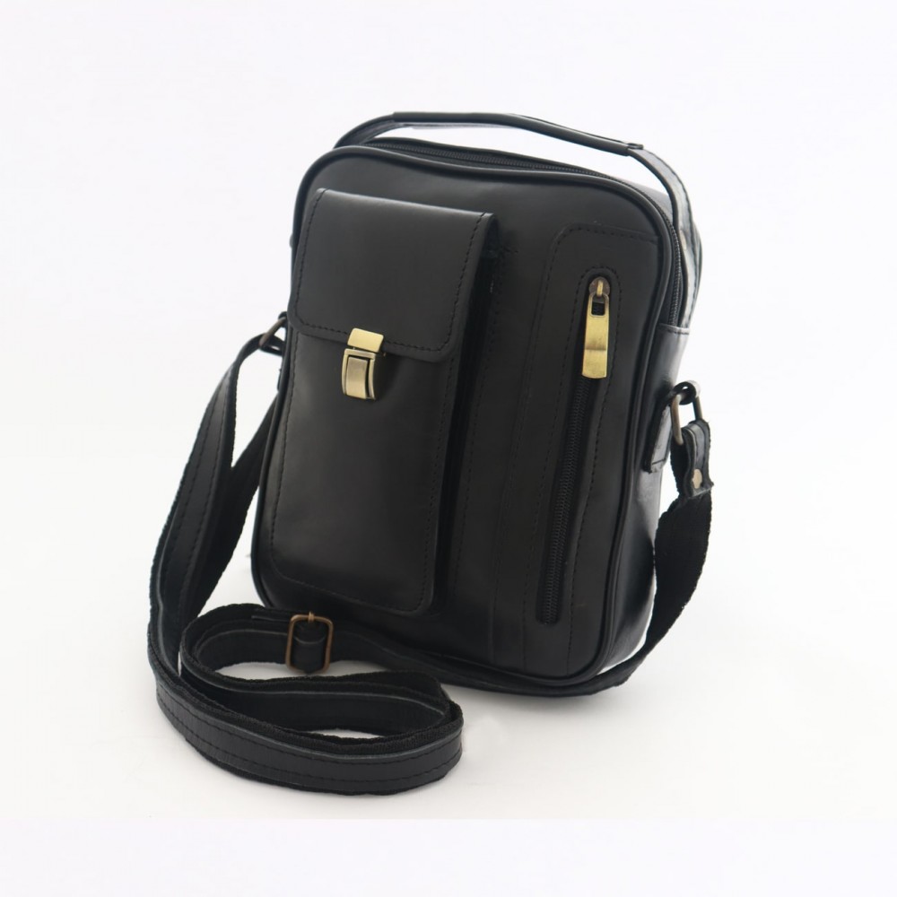 کیف چرم طبیعی اسپورت دستی و دوشی مدل آرنیکا مشکی