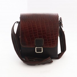 کیف چرم طبیعی اسپورت دوشی مدل آروین قهوه‌ای