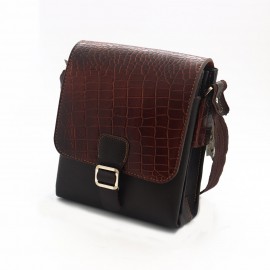 کیف چرم طبیعی اسپورت دوشی مدل آروین قهوه‌ای