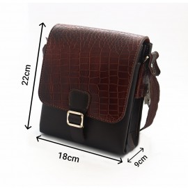 کیف چرم طبیعی اسپورت دوشی مدل آروین قهوه‌ای