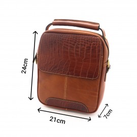 کیف چرم طبیعی اسپورت دستی و دوشی مدل آرتین عسلی