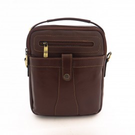 کیف چرم طبیعی اسپورت دستی و دوشی مدل آریا قهوه‌ای