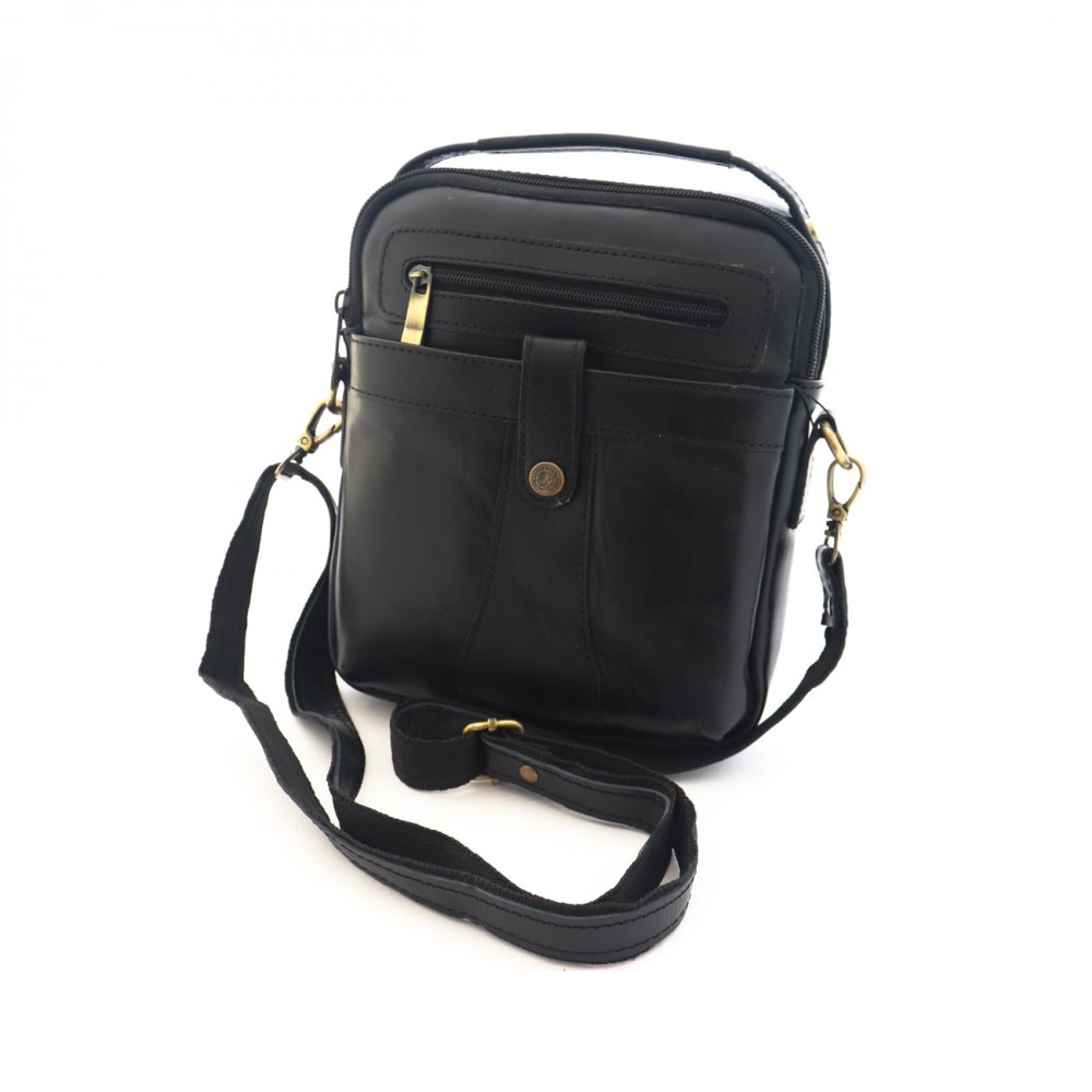 کیف چرم طبیعی اسپورت دستی و دوشی مدل آریا مشکی